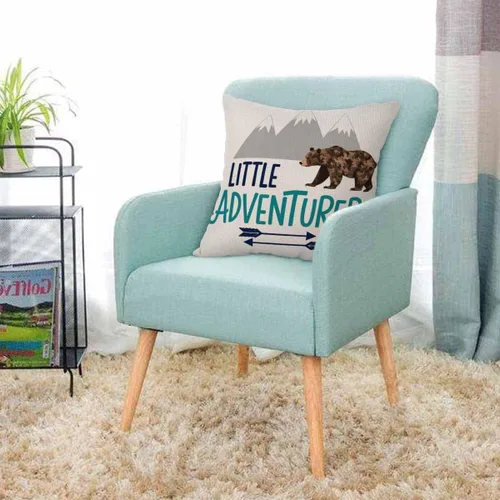Miniatura 2 de AOYEGO Little Adventurer - Funda de almohada decorativa de viaje con diseño de oso y flecha de montaña, animales salvajes, naturaleza, bosque, 18 x