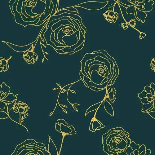 Miniatura 17 de Safiyya Papel tapiz de 118 x 17.3 pulgadas, papel de contacto dorado y azul, papel tapiz floral, autoadhesivo, extraíble, para cubrir dormitorios