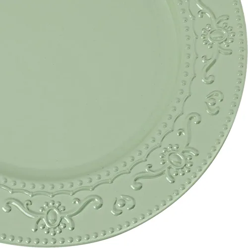 Miniatura 2 de Brightalk Platos base de 13 pulgadas, 6 piezas, Platos base para cena, redondos, compatibles con vajilla de cerámica/porcelana, verde Floral-verde