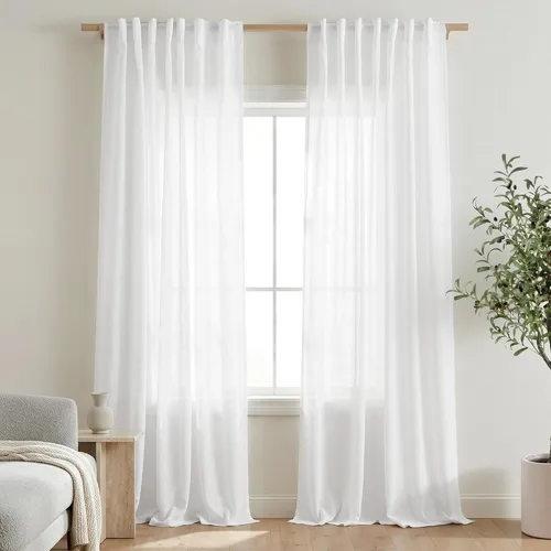 Miniatura 30 de Cortinas de lino azul claro de 90 pulgadas de largo para sala de estar, dormitorio de niñas, guardería, decoración acogedora de verano, bolsillo