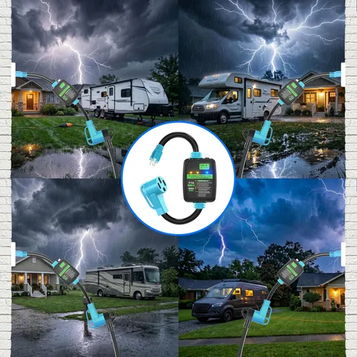 Miniatura 6 de CircleCord Cable adaptador de caravana de 50 Amp a 15 Amp, macho 5-15P a hembra 14-50R de alimentación eléctrica Dogbone, STW resistente de calibre