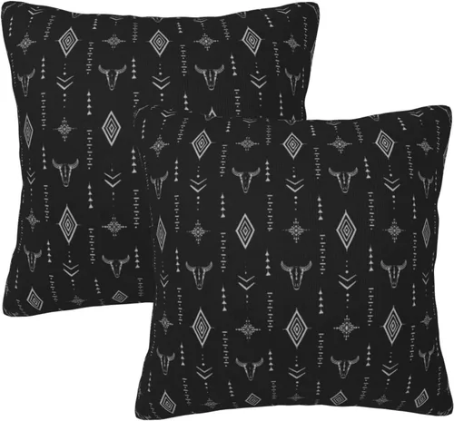 Miniatura 13 de Juego de 2 fundas de almohada de estilo étnico vintage, estampado geométrico azteca, étnico, tribal, para dormitorio, sala de estar, sofá