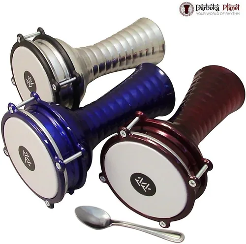 Miniatura 3 de Kids Percussion Darbuka de aluminio de 10 pulgadas de longitud, 5.2 pulgadas de cabeza sintética ajustable Doumbek tambor de mano para niños (negro)
