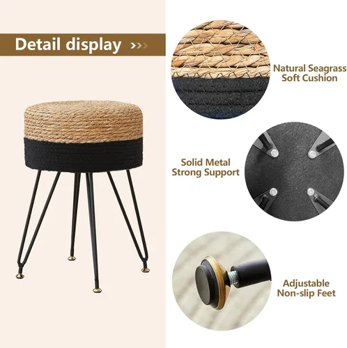 Miniatura 5 de Taburete de maquillaje de tocador, taburete otomano de pasto natural tejido a mano, taburete moderno multifuncional, taburete de tocador
