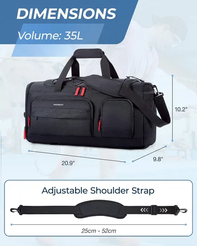 Miniatura 6 de BAGSMART Sports - Bolsa de viaje para gimnasio, bolsa de lona impermeable para hombres y mujeres, bolsa de entrenamiento de fin de semana, Negro