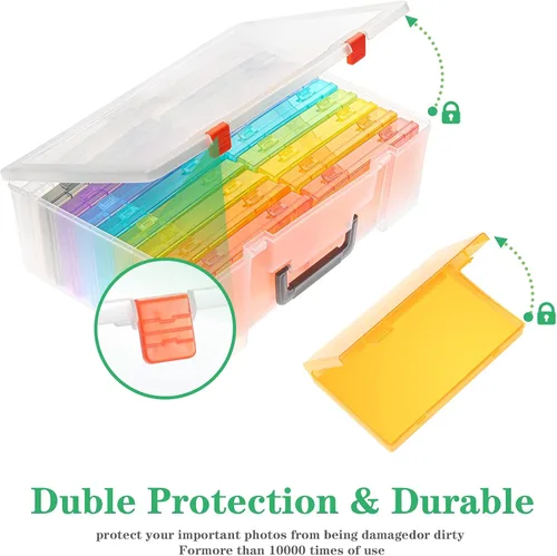 Miniatura 4 de Caja de almacenamiento de fotos de 4 x 6 pulgadas, 18 fundas interiores para fotos, organizador grande de fotos, sin ácidos, caja de almacenamiento