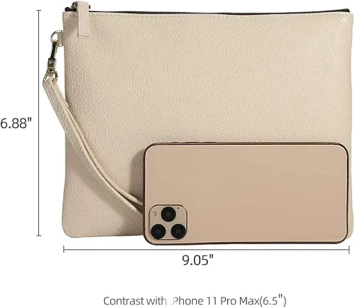 Miniatura 6 de DORISJACKY Bolso de mano de piel de cordero para mujer grande suave con correa Embrague