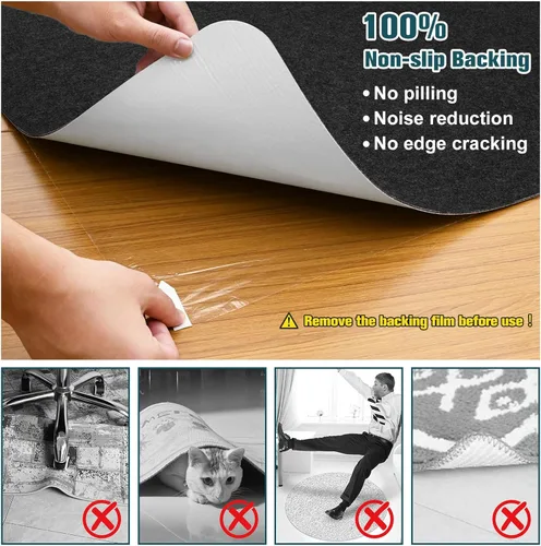 Miniatura 3 de Placoot Tapete para silla de escritorio para suelo de madera dura y azulejos 55"x35" Tapete para silla de oficina para sillas rodantes Grande