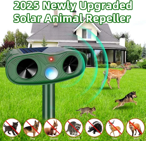 Miniatura 2 de Repelente solar ultrasónico de animales, dispositivos repelentes de ciervos para exteriores, paquete de 4 repelentes de gatos al aire libre