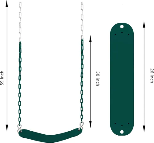 Miniatura 3 de KINSPORY Asiento de columpio para niños pequeños, respaldo alto de alta resistencia, columpio para bebé totalmente montado, cadena de hierro, Verde