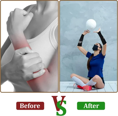 Miniatura 6 de Ymapinc Mangas de voleibol para brazos, mangas protectoras acolchadas con orificio para el pulgar, diseño transpirable y ligero para hombres y Negro