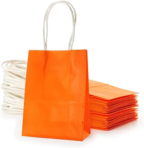 Miniatura 9 de Pequeña bolsa de papel lavanda con asa para recuerdos de fiesta, 6 x 4.5 x 2.5 pulgadas, para boda, cumpleaños, bolsa reciclada, paquete de 24