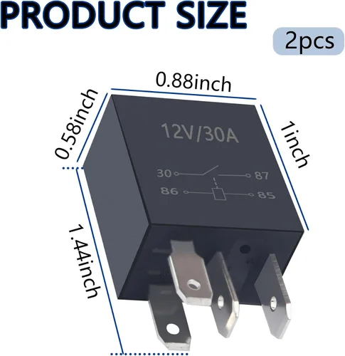 Miniatura 2 de 2 relés de 4 pines, 30A, 12V para automóvil - Relé de arranque resistente multiusos - Accesorios automotrices universales con diseño impermeable