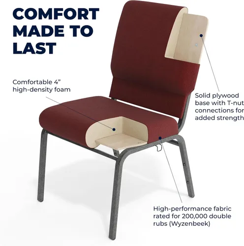 Miniatura 5 de Flash Furniture Advantage - Silla de iglesia granate de 20.5 pulgadas de ancho