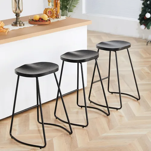 Miniatura 17 de HeuGah Juego de 2 taburetes de bar, taburetes de bar de 26" de altura de mostrador con pata de metal, taburetes de bar rústicos sin respaldo