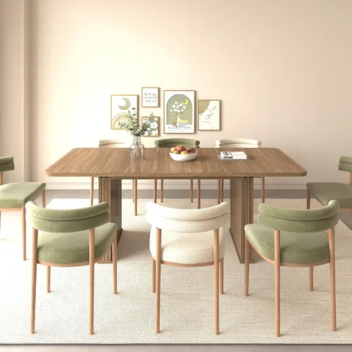 Miniatura 8 de Mesa de comedor extensible de 62.99 a 78.7 pulgadas para 6, 8 y 10, moderna mesa expandible de cocina de madera de granja, mesas de conferencias