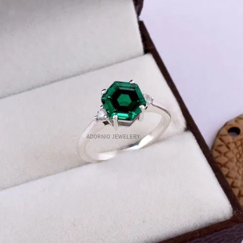Miniatura 30 de Anillo de plata de ley 925 para mujer, anillo de diamantes de imitación de aguamarina de plata esterlina, anillo Art Deco de marzo, piedra natal