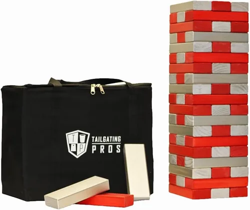 Miniatura 33 de Tailgating Pros Maderas Gigantes Premium que se Derrumban con Estuche de Transporte – ¡Elige los Colores de tu Equipo! Juego Gigante para Patio al