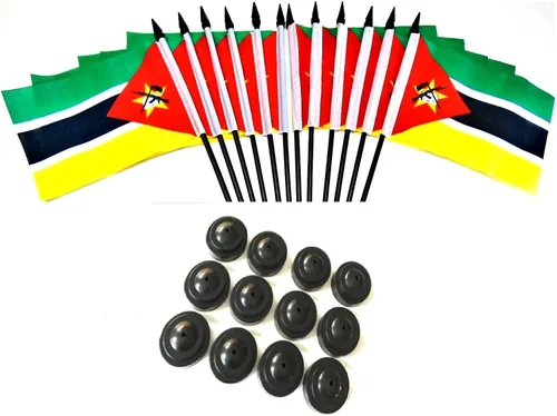 Miniatura 45 de Paquete de 12 banderas de escritorio de oficina en miniatura de poliéster Afganistán de 4 x 6 pulgadas y pequeñas banderas de mesa, 1 docena de mini