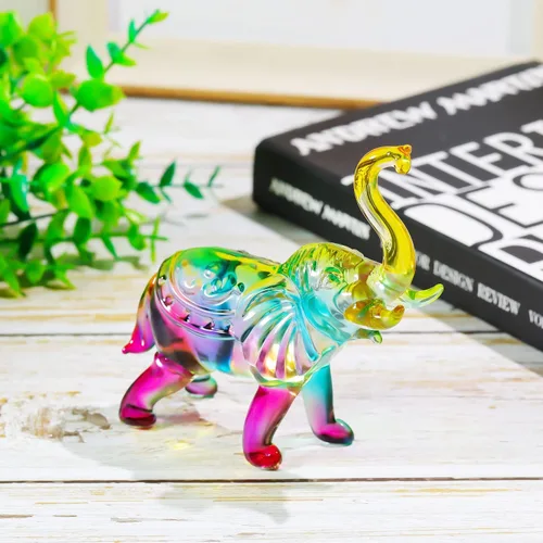 Miniatura 2 de YWHL Figura de Elefante de Cristal y Vidrio Regalos para Mujeres, Estatua de Elefante Colorida Hecha a Mano Decoración Regalo para Amantes