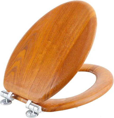 Miniatura 13 de Angel Shield - Asiento para inodoro alargado de madera con cierre silencioso, fácil de limpiar y bisagras de liberación rápida