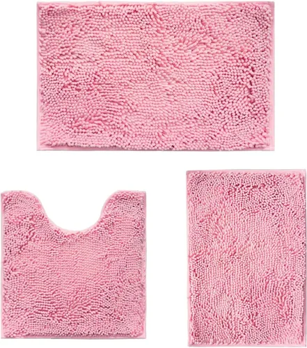 Miniatura 44 de Juego de alfombras de baño de 2 piezas, súper absorbente suave, gruesa, lavable en lavadora, alfombra de baño de chenilla antideslizante, alfombra