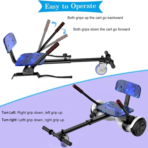 Miniatura 7 de LIEAGLE Go Kart, accesorio para asiento de aeropatineta, accesorios ajustables para niños y adultos, se adapta a hoverboards de 6.5 pulgadas, 8 Azul