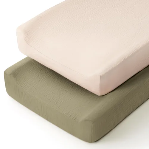 Miniatura 19 de lulumoon Funda para cambiador de pañales de bebé: Funda de almohadilla de muselina para cambiador de pañales - Fundas de cambiador para niñas y niños