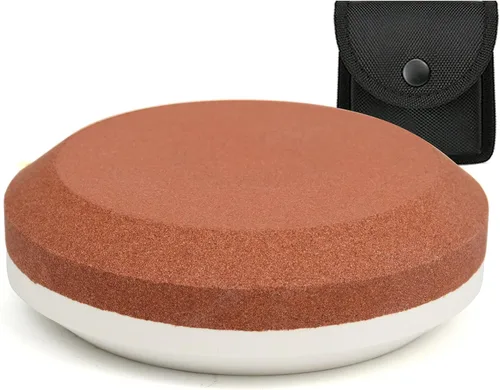 Miniatura 8 de NedFoss - Herramienta para afilar hachas con funda de cuero, piedra afiladora de disco para hachas y herramientas, piedra de afilar de doble grano