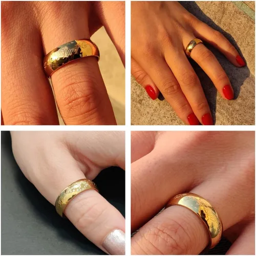Miniatura 5 de Anillo grabado de oro de 0.276 in para hombres, mujeres y niños, anillo para gobernarlos a todos, anillo de lotería