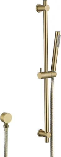 Cabezal de ducha redondo de mano con barra deslizante de 28 pulgadas, dorado cepillado, barra deslizante de ducha, barra de acero inoxidable 304 con