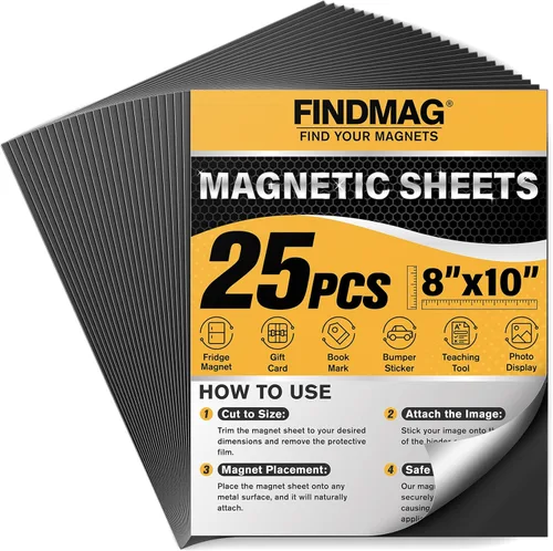 Miniatura 14 de FINDMAG Hojas adhesivas magnéticas, paquete de 6 tiras magnéticas flexibles de 5 x 7 pulgadas con respaldo autoadhesivo, hojas para cortar