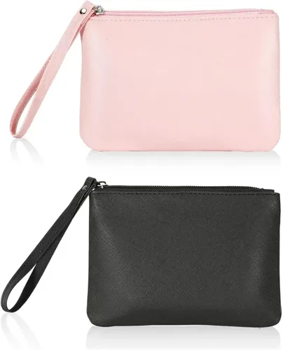 Miniatura 18 de Paquete de 2 pequeñas bolsas de maquillaje con cremallera para bolso, lápiz labial, organizador de maquillaje de viaje para mujeres, productos Negro