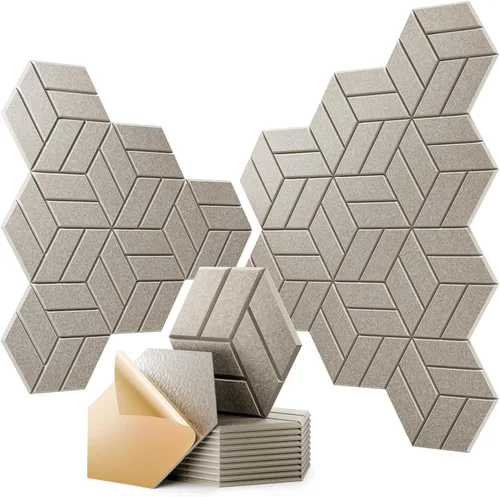 Miniatura 27 de 12 paneles acústicos autoadhesivos, paneles de espuma a prueba de sonido de 12 x 10 x 0.4 pulgadas para paredes, paneles de pared hexagonales Negro