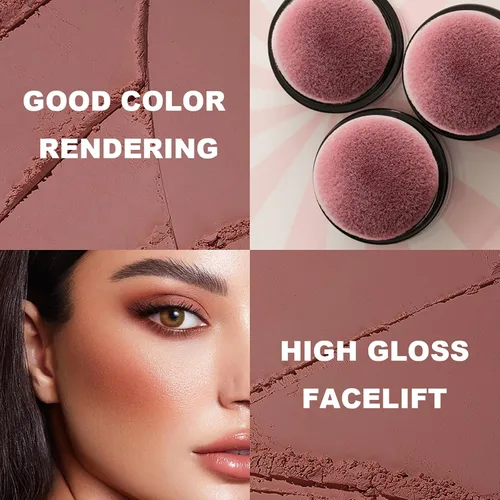 Miniatura 5 de Rubor facial en polvo de maquillaje suave de hongos para mejillas de larga duración en polvo de maquillaje con reflejos - acabado mate