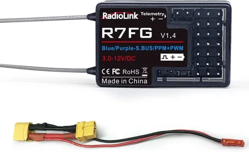 HTLNUZD Radiolink R7FG RC Receptor de coche 7 canales 2.4GHz giroscopio superficie de voltaje IPX4 impermeable RX controlador compatible con largo