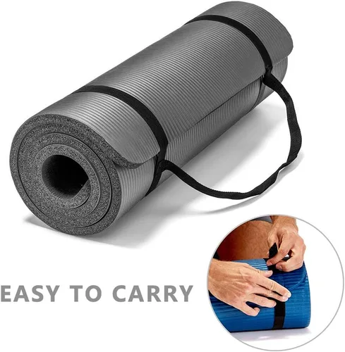 Miniatura 4 de LOKATSE Home - Tapete de yoga grueso multiusos con correa de transporte de alta densidad Gris