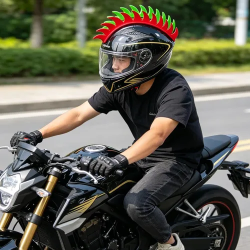 Miniatura 7 de Mohawk de silicona para decoración de casco, accesorios Hawk, 1 unidad para motocicleta, bicicleta, esquí (casco no incluido)