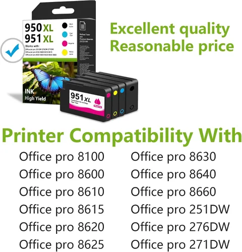 Miniatura 2 de Paquete combinado de cartuchos de tinta 950XL 951XL (negro, cian, magenta, amarillo) repuesto para impresoras HP 950 950XL 951XL para impresora