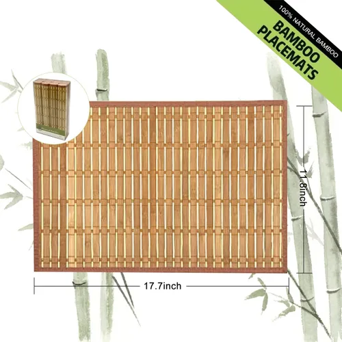 Miniatura 2 de Set of 8 Bamboo Slats Placemat Modern Placemats Natural Anti-Slip Bamboo Placemats Washable Heat-Resistant Table Mats for Kitchen Dinning Room Table