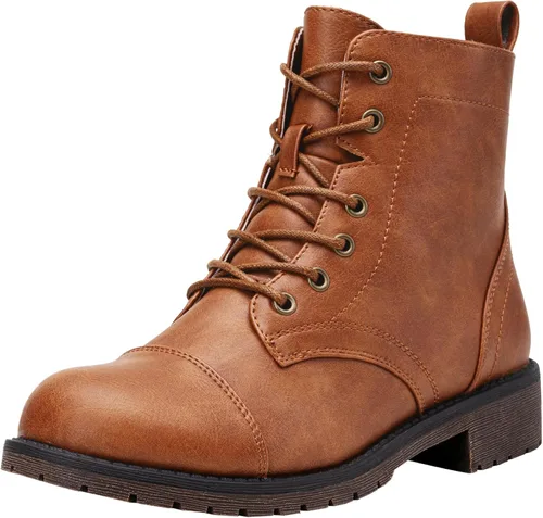 Miniatura 13 de Vepose - Botines de tacón bajo para mujer, botines militares a la moda con cordones