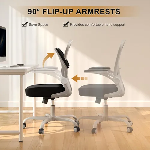 Miniatura 5 de Synorla Silla de oficina, sillas de escritorio ergonómicas de 330 libras de capacidad, silla de computadora de malla con respaldo alto con Gris Negro