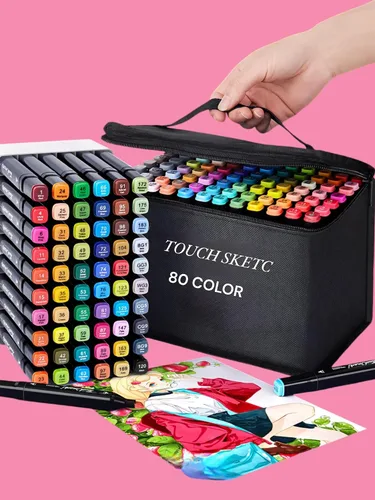 Juego de marcadores profesionales de 80 colores – Puntas dobles de pincel y cincel, rotuladores de arte a base de alcohol para artistas, niños,