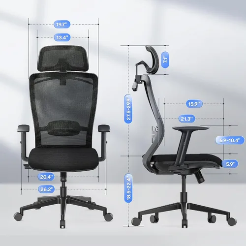 Miniatura 3 de FLEXISPOT Silla de oficina ergonómica, sillas de escritorio de oficina en casa con soporte lumbar ajustable, reposabrazos, bloqueo de inclinación