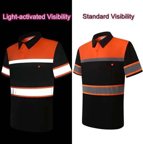 Miniatura 3 de Camisas de seguridad HoliSecure para hombre, camisas polo reflectantes de alta visibilidad para hombre con bolsillo, ropa de trabajo de manga corta