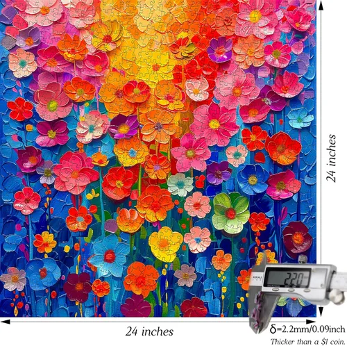 Miniatura 4 de Rompecabezas para adultos de 1000 piezas, rompecabezas de pared de flores coloridas para adultos, pintura de arte floral, flores de arco iris