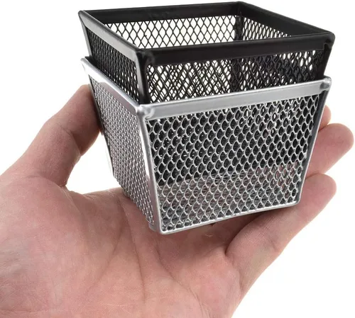 Miniatura 10 de HAHIYO Soporte de malla apilable con clip de 2.2 pulgadas de altura, paquete de 2 contenedores resistentes para clips de papel negro para cajón
