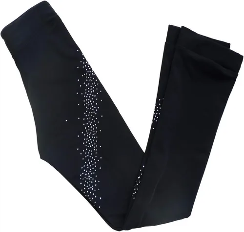 Miniatura 6 de Pantalones de patinaje artístico sobre hielo para niñas, pantalones de práctica sobre botas, pantalones de forro polar fino, pantalones de diamantes