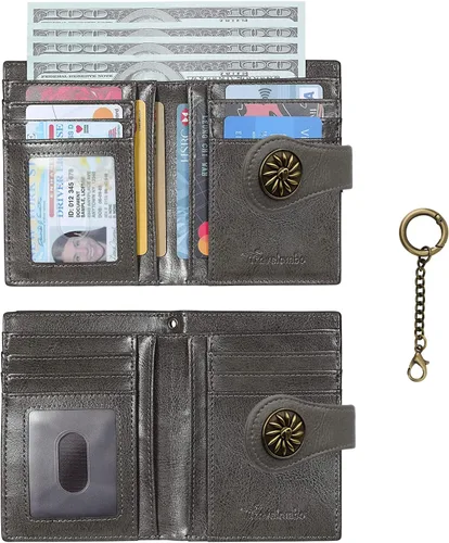 Miniatura 3 de Travelambo Rfid Wallet Mujeres Cuero Bifold Compacto Pequeña Cartera para Mujeres, Gris (Deep Grey), Moda