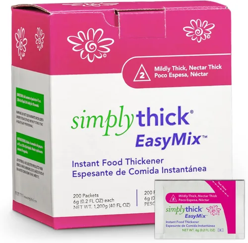 SimplyThick EasyMix | 200 unidades de paquetes individuales de 0.21 oz | Espesante de gel para aquellos con disfagia y trastornos de deglución |